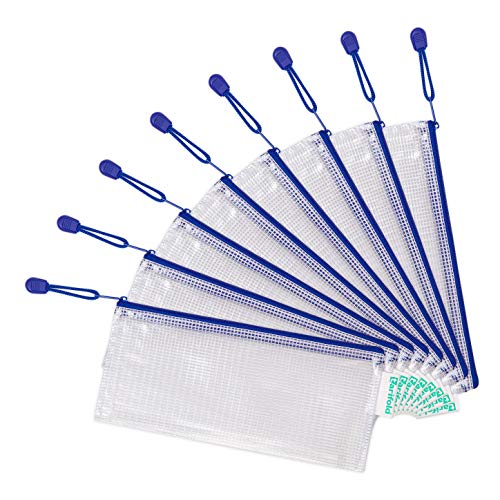 Tarifold Fr 509041 Set mit 8 Kunststofftaschen, kariertes Format, Reißverschluss, Dokumententaschen, transparent, für Büro, Reisen, Schule, Zuhause, blau, 25 x 13 cm Tarifold Fr 509041 Set mit 8 Kunststofftaschen, kariertes Format, Reißverschluss, Dokumententaschen, transparent, für Büro, Reisen, Schule, Zuhause, blau, 25 x 13 cm von Djois