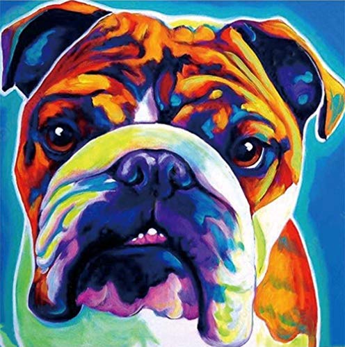TARIZPPG Bunte Englische Bulldogge Niedlichen Haustierhund﹣ DIY Diamond Painting Kits - Kreuzstich Home Decoration Diamond Stickerei Cartoon Mosaik Kunst von TARIZPPG