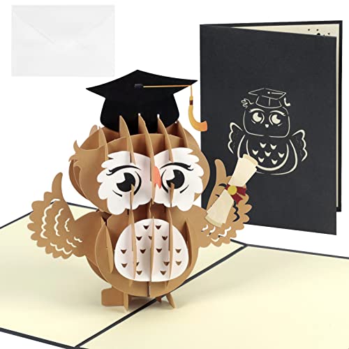 TAROME POP UP Karte Eule Glückwunschkarte bestandene Prüfung Klappkarte mit Umschlag für Abi Bachelor Schulabschluss Doktor Abschlussprüfung TAROME POP UP Karte Eule Glückwunschkarte bestandene Prüfung Klappkarte mit Umschlag für Abi Bachelor Schulabschluss Doktor Abschlussprüfung von TAROME