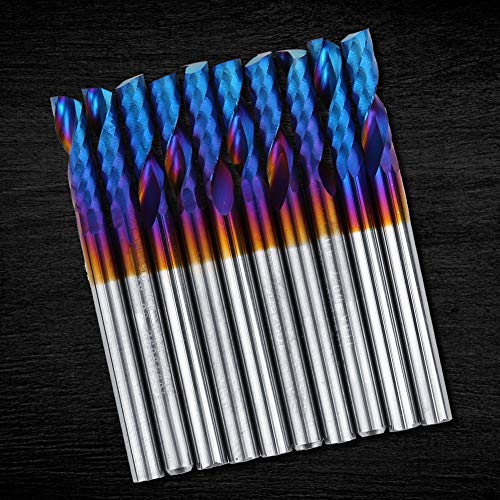 Endmühlen, 10pcs Fräsenschneider 3,175 Mm Blauer Nano -Schaft -Schaft Single Vane/Wing Spiral End Mill Set Endmühle Gravur Werkzeuge Carbide von TARSHYRY