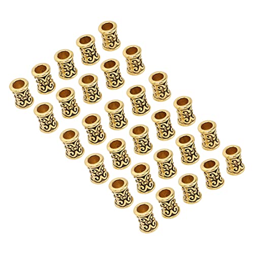 Haarschmuck, Haarperlen 30pcs Retro Legierung Dreadlock Accessoires Haare Dreadlocks Perlen Haarmanschetten für Flechten und Schmuckzuarbeiten (GOLD) von TARSHYRY