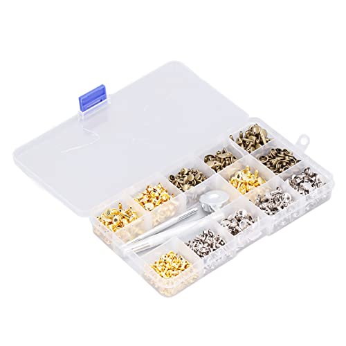 Ledernieten, Lederarbeitswerkzeuge 300pcs Doppelkappen Nieten Kupfer Lederbohrwerkzeug Messing Nieten für Leder mit Lochpunschzange Ledernieten, Lederarbeitswerkzeuge 300pcs Doppelkappen Nieten Kupfer Lederbohrwerkzeug Messing Nieten für Leder mit Lochpunschzange von TARSHYRY