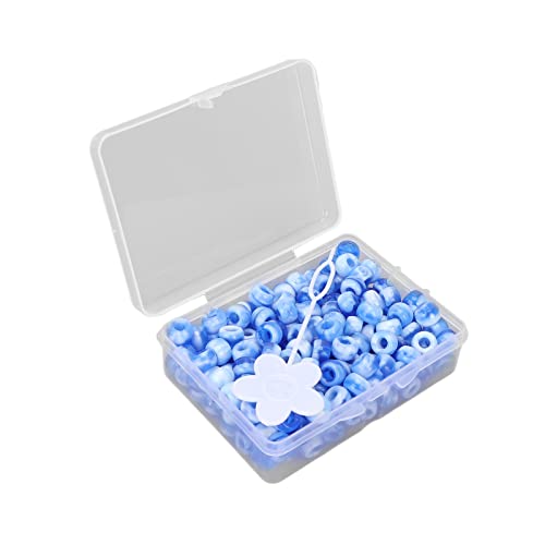 Pastellponyperlen, Süßigkeitenperlen für Armbänder 200 -PCS -Schmuck Perlen mit Aufbewahrungsbox Süßigkeiten Farbpony Perlen Kit, für Bastelarmbänder Halsketten und Haarzubehör (BLUE) von TARSHYRY
