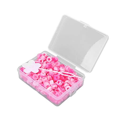 Pastellponyperlen, Süßigkeitenperlen für Armbänder 200 -PCS -Schmuck Perlen mit Aufbewahrungsbox Süßigkeiten Farbpony Perlen Kit, für Bastelarmbänder Halsketten und Haarzubehör (PINK) von TARSHYRY