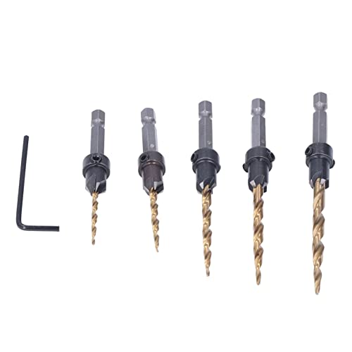 Sich Verjüngte Bohrerbits, Hex Shank Tapered Bohrbits 5pcs/Set Countersink Bohrer Bit SEX Shank Imperial Titan Plattiert Counter Spüle Bohrbits für Holzbearbeitung Verjüngende Bohrer Bits Sich Verjüngte Bohrerbits, Hex Shank Tapered Bohrbits 5pcs/Set Countersink Bohrer Bit SEX Shank Imperial Titan Plattiert Counter Spüle Bohrbits für Holzbearbeitung Verjüngende Bohrer Bits von TARSHYRY