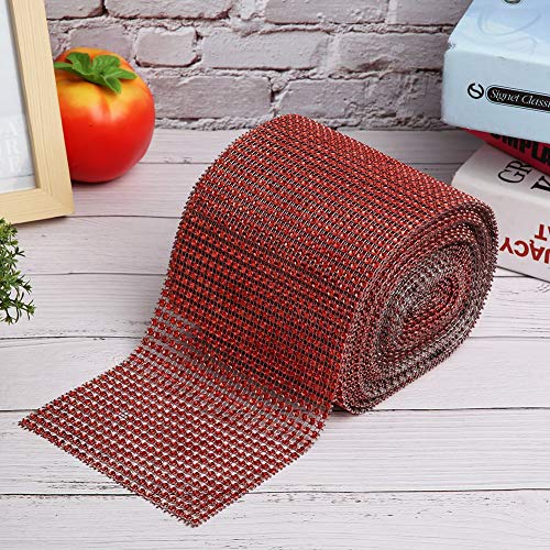 Strassbänder, 9m 24 Zeilen Elektroplierend Kunststoff Künstlicher Strassbänder Mesh Bling Wrap Ribbon Mesh Bänder Strasssteine ​​zum Handwerk für Kuchen, Vase -, Partyzubehör (Rot) von TARSHYRY