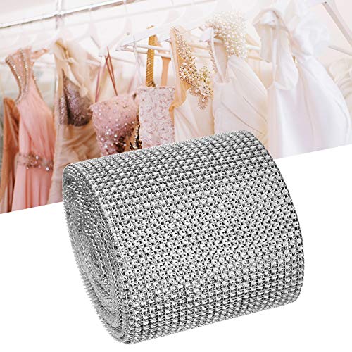 Strassbänder, 9m 24 Zeilen Elektroplierend Kunststoff Künstlicher Strassbänder Mesh Bling Wrap Ribbon Mesh Bänder Strasssteine ​​zum Handwerk für Kuchen, Vase -, Partyzubehör (SILVER) von TARSHYRY