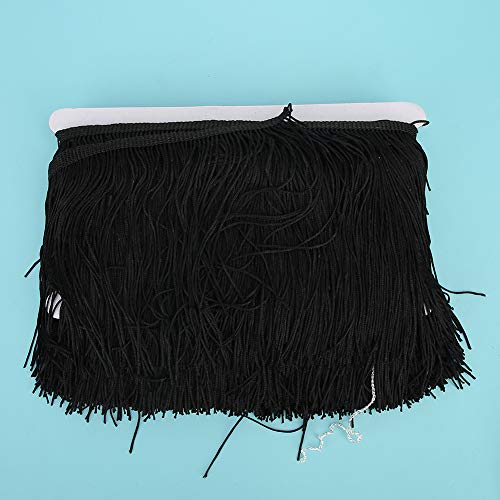 TARSHYRY 10 Yards Nähfanziehme, 10 -jährige 14 Cm Lange Fransen Quaste Polyester Spitzenverkleidung Yards Randverkleidung Randverkleidungsband Sewetie DIY -Kleidungsvorhang Kleidungszubehör (BLACK) von TARSHYRY