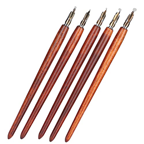 TARSHYRY Kalligraphie Stift, Dip Stift Tinte Holzhandle Dip Home Office Kunstmalerei Kalligraphie Brunnen Set mit Aufbewahrungsbox Zum Schreiben von Malerzeichen Skizze (Dicke Holzstangen brennen) von TARSHYRY