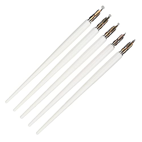 TARSHYRY Kalligraphie Stift, Dip Stift Tinte Holzhandle Dip Home Office Kunstmalerei Kalligraphie Brunnen Set mit Aufbewahrungsbox Zum Schreiben von Malerzeichen Skizze (Weißer schlanker Pol) von TARSHYRY