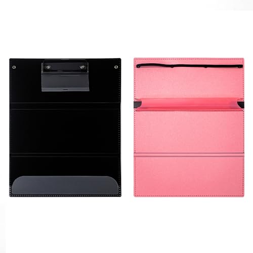 TARSHYRY Pflegeklemme Faltbare Tragbare Schreibplatte 3 Schichten Sicherer Papiergriff für Ärzte Studenten Schwarz (PINK) von TARSHYRY
