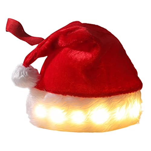 TARSHYRY Santa Hats, LED Weihnachtsmut Leuchte Plüsch Santa Hut Leuchte Hüte Weihnachtshüte Leuchten Weihnachtsmut Weihnachtskostüm -Requisiten (Rot) von TARSHYRY
