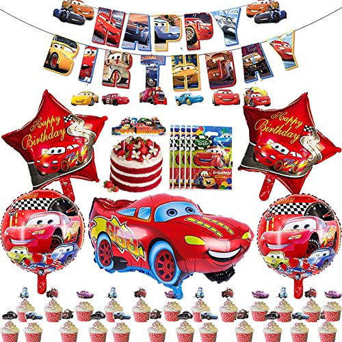 TASAHNI 61 Stück Cars Kindergeburtstag Deko Car Geburtstagsdeko Jungen Geburtstags Party Dekorationen für Kinder Jungen Mädchen Dekorationen Themenpartys von TASAHNI
