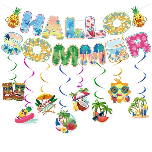 Sommerparty Deko, Hawaii Party Deko, Hallo Sommer Banner, 8er Hawaii Deko Spiral, Beach Part, Poolparty,Garten Party Deko Sommerparty Deko, Hawaii Party Deko, Hallo Sommer Banner, 8er Hawaii Deko Spiral, Beach Part, Poolparty,Garten Party Deko von TASHELLS