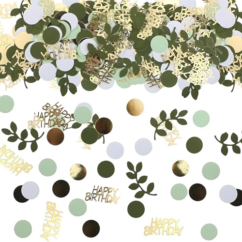 200PCS Alles Gute zur Jugendweihe Deko Konfetti, Konfetti Grün Gold Geburtstag Happy Birthday Streudeko Geburtstag Metallisch Eukalyptusblatt und Punkt Glitzer Tischdeko Mädchen Junge Party Dekoration 200PCS Alles Gute zur Jugendweihe Deko Konfetti, Konfetti Grün Gold Geburtstag Happy Birthday Streudeko Geburtstag Metallisch Eukalyptusblatt und Punkt Glitzer Tischdeko Mädchen Junge Party Dekoration von TASSFROO