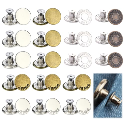 36PCS Hosen Ersatz Knöpfe, Jeansknopf Ohne Nähen Ersatzknöpfe für Jeans und Hosen Druckknöpfe zum Schrauben Verstellbarer Ersatz-Knopf Jeansknöpfe zum Schrauben für Jeansreparatur & Größenanpassung 36PCS Hosen Ersatz Knöpfe, Jeansknopf Ohne Nähen Ersatzknöpfe für Jeans und Hosen Druckknöpfe zum Schrauben Verstellbarer Ersatz-Knopf Jeansknöpfe zum Schrauben für Jeansreparatur & Größenanpassung von TASSFROO