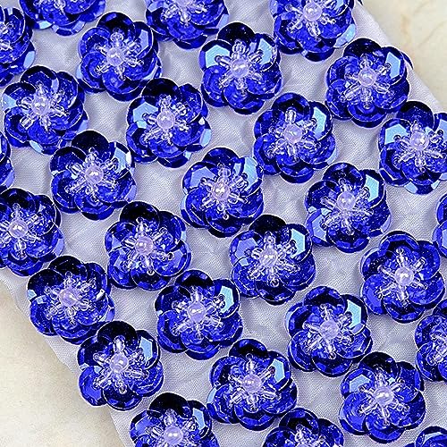 3D-Pailletten-Perlen, Blumenaufnäher, handgefertigt, Stickerei, Nähperlen, Applikation für Haarspangen, Taschen, Brosche, Hochzeitskleid, Schuhe, Kleidung, Basteln, 50 Stück/Set (dunkelblau) von TATEELY