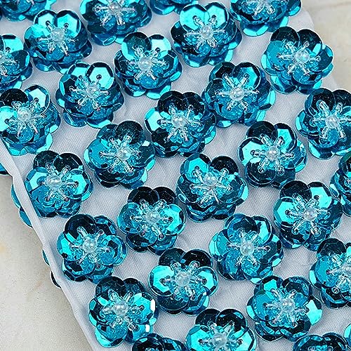 3D-Pailletten-Perlen, Blumenaufnäher, handgefertigt, Stickerei, Nähperlen, Applikation für Haarspangen, Taschen, Brosche, Hochzeitskleid, Schuhe, Kleidung, Basteln, 50 Stück/Set (hellblau) von TATEELY
