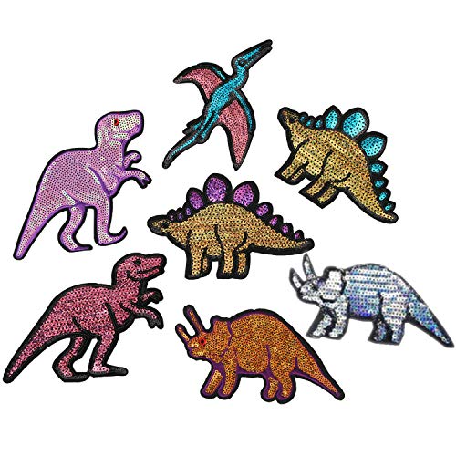 7 Stück Pailletten Tier Dinosaurier Aufkleber bestickt Aufnäher zum Aufnähen für Jeans T-Shirt Mantel Applikation DIY Zubehör 7 Stück Pailletten Tier Dinosaurier Aufkleber bestickt Aufnäher zum Aufnähen für Jeans T-Shirt Mantel Applikation DIY Zubehör von TATEELY