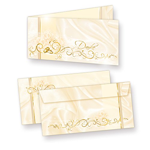 tatmotive Danksagungskarten Hochzeit PERLMUTT (10 Sets) sehr elegante Dankeskarten für Hochzeit, inkl. Dreieckstaschen für Ihr Hochzeitsbild von tatmotive