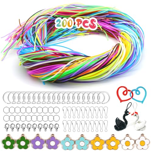 TAVADA 200 Stück Scooby DOO Bänder Set,Scoubidou Bänder Set,20 Farben Scoobydoo Bänder zum basteln,mit Keychain und Haken,für DIY Kunstwerk Schmuck Handarbeit Armbänder,Halskett,Schlüsselanhänger TAVADA 200 Stück Scooby DOO Bänder Set,Scoubidou Bänder Set,20 Farben Scoobydoo Bänder zum basteln,mit Keychain und Haken,für DIY Kunstwerk Schmuck Handarbeit Armbänder,Halskett,Schlüsselanhänger von TAVADA