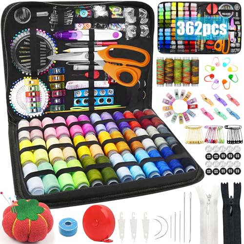 TAVADA 362pcs Nähset,Nähzubehör Set,Sewing Kit,41 Spulen Garn,Premium Großformat Nähset,Nähzeug für Zuhause mit Tragetasche für Anfänger,Kinder,Reisen,Camping und Familien von TAVADA