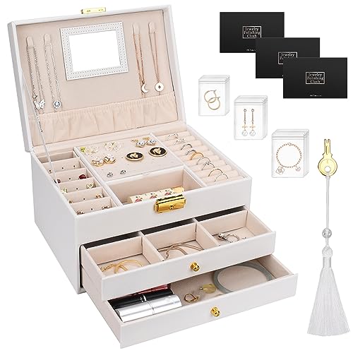 TAVADA Schmuckkästchen,Schmuckkasten mit 3 Ebenen,2 Schubladen schmuckschatulle PU-Leder Schmuckaufbewahrung,Schmuck Organizers Damen Mädchen für Ringe,Ohrringe,Halsketten und Uhren TAVADA Schmuckkästchen,Schmuckkasten mit 3 Ebenen,2 Schubladen schmuckschatulle PU-Leder Schmuckaufbewahrung,Schmuck Organizers Damen Mädchen für Ringe,Ohrringe,Halsketten und Uhren von TAVADA
