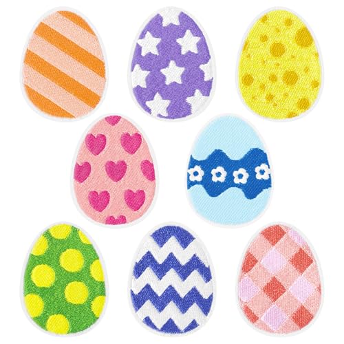 TAXTYHRE 8 Stück Patches zum Aufbügeln, Flicken zum Aufbügeln Kinder, Ostern Stickerei Aufnäher, Ostereier-Aufnäher, für Ostern Kleidung Jeans Jacken Hut Rucksäcke DIY Dekoration von TAXTYHRE