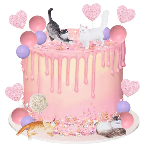 TAXTYHRE Tortendeko Katze, 20 Stück Katze Cupcake Topper, Realistische Kätzchen Figuren, Glitter Herz Cupcake Toppers, Kugeln Tortendeko, für Babyparty Katze Themed Geburtstag Party TAXTYHRE Tortendeko Katze, 20 Stück Katze Cupcake Topper, Realistische Kätzchen Figuren, Glitter Herz Cupcake Toppers, Kugeln Tortendeko, für Babyparty Katze Themed Geburtstag Party von TAXTYHRE