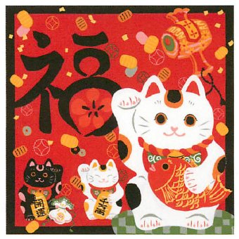 Yu-soku FUROSHIKI Japanisches Wickeltuch (Manekineko: Glückskatze) von TAYU-TAFU