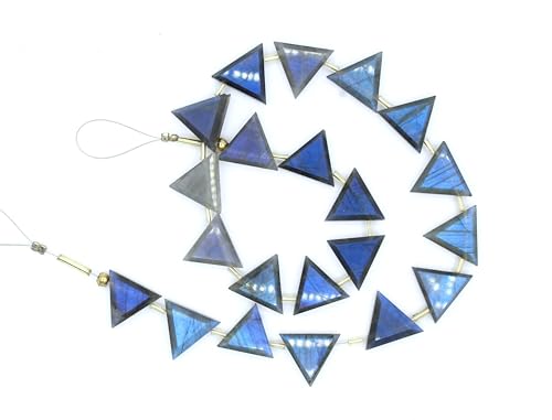 Natürliche, flache, facettierte, dreieckige Labradorit-Edelsteinperlen für die Schmuckherstellung, Größe ca. 14 x 14 mm, 21 Stück Natürliche, flache, facettierte, dreieckige Labradorit-Edelsteinperlen für die Schmuckherstellung, Größe ca. 14 x 14 mm, 21 Stück von TAYYIB GEMS