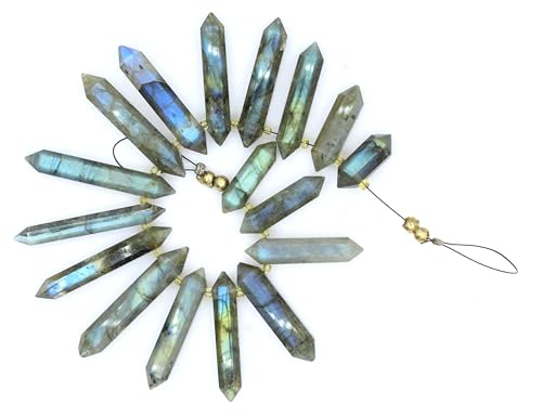 Natürliche 17 Stück glatte schwarze Regenbogen-Labradorit-Edelsteinperlen, bilateral, Bleistiftform, Größe ca. 6 x 17 mm bis 6 x 35 mm, ideal für Schmuckherstellung und Bastelarbeiten Natürliche 17 Stück glatte schwarze Regenbogen-Labradorit-Edelsteinperlen, bilateral, Bleistiftform, Größe ca. 6 x 17 mm bis 6 x 35 mm, ideal für Schmuckherstellung und Bastelarbeiten von TAYYIB GEMS