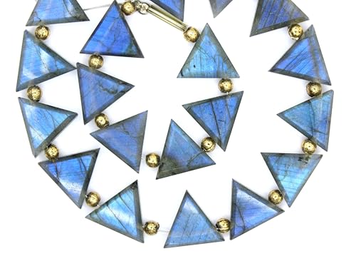 Natürliche 21 flache facettierte dreieckige Labradorit-Edelsteinperlen für die Schmuckherstellung, Größe ca. 12 x 14 mm. von TAYYIB GEMS