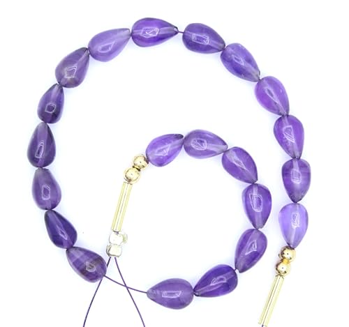 Natürliche Edelsteinperlen, Amethyst, Birnenform, ca. 5 x 9 mm, zur Schmuckherstellung, 21 Stück Natürliche Edelsteinperlen, Amethyst, Birnenform, ca. 5 x 9 mm, zur Schmuckherstellung, 21 Stück von TAYYIB GEMS