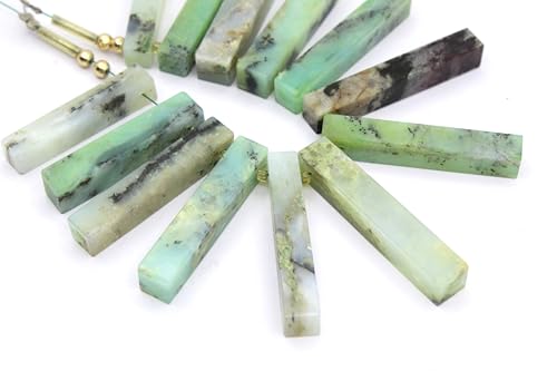 Natürliche Edelsteinperlen aus peruanischem Opal, quaderförmig, ca. 5 x 29 mm bis 6 x 35 mm, zur Schmuckherstellung, 13 Stück Natürliche Edelsteinperlen aus peruanischem Opal, quaderförmig, ca. 5 x 29 mm bis 6 x 35 mm, zur Schmuckherstellung, 13 Stück von TAYYIB GEMS
