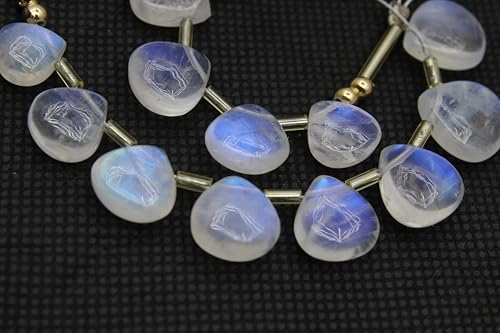 Natürliche Edelsteinperlen in Herzform, glatt, weiß, 9 mm bis 10 mm, für Schmuckherstellung, 13 Stück von TAYYIB GEMS