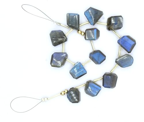 Natürliche Labradorit-Nugget-Edelsteinperlen, glatt, 8 x 12 mm bis 10 x 15 mm, schillernder blauer Blitz, Schmuckherstellungszubehör, 13 Stück Natürliche Labradorit-Nugget-Edelsteinperlen, glatt, 8 x 12 mm bis 10 x 15 mm, schillernder blauer Blitz, Schmuckherstellungszubehör, 13 Stück von TAYYIB GEMS