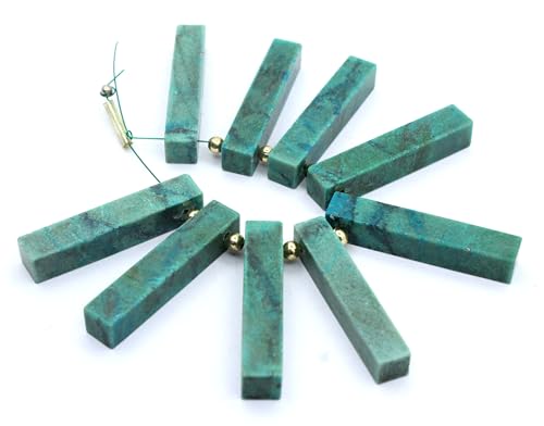 Natürliche Malachit-Edelsteinperlen, quaderförmig, ca. 6 x 32 mm, zur Schmuckherstellung, 9 Stück Natürliche Malachit-Edelsteinperlen, quaderförmig, ca. 6 x 32 mm, zur Schmuckherstellung, 9 Stück von TAYYIB GEMS
