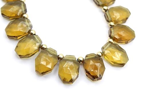 Natürliche facettierte Bierquarz-Perlen, sechseckig, 14 Stück (8 x 12 mm), Edelsteinperlen in H-Qualität für Schmuckherstellung von TAYYIB GEMS