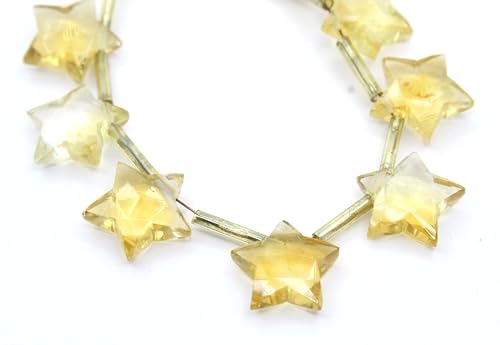 Natürliche facettierte Citrin-Edelsteinperlen, Sternform, seitlich gebohrt, ca. 13 mm, zur Schmuckherstellung, 9 Stück von TAYYIB GEMS