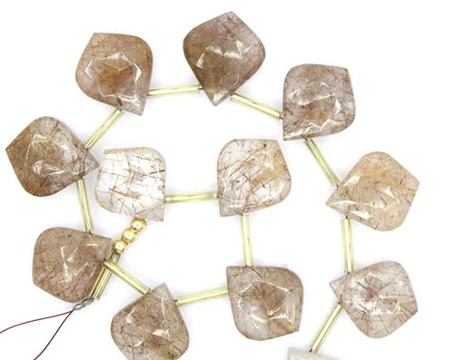 Natürliche facettierte Kupfer-Rutilblatt-Edelsteinperlen – 13 Stück (15 x 18 mm) für Schmuckherstellung von TAYYIB GEMS