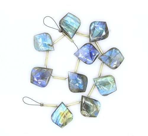 Natürliche facettierte Labradorit-Edelsteinperlen in Blattform, 8 Stück (15 x 18 mm) für Schmuckherstellung von TAYYIB GEMS