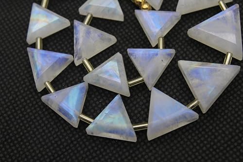 Natürliche facettierte flache dreieckige weiße Regenbogen-Edelsteinperlen für Schmuckherstellung, Größe ca. 11 x 12 mm bis 15 x 17 mm, 15 Stück Natürliche facettierte flache dreieckige weiße Regenbogen-Edelsteinperlen für Schmuckherstellung, Größe ca. 11 x 12 mm bis 15 x 17 mm, 15 Stück von TAYYIB GEMS