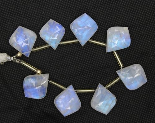 Natürliche facettierte weiße Regenbogen-Blatt-Edelsteinperlen, ca. 15 x 18 mm, elegante Perlen für die Schmuckherstellung, 8 Stück Natürliche facettierte weiße Regenbogen-Blatt-Edelsteinperlen, ca. 15 x 18 mm, elegante Perlen für die Schmuckherstellung, 8 Stück von TAYYIB GEMS