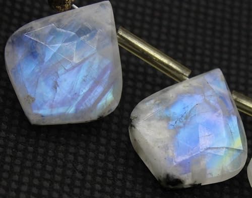 Natürliche facettierte weiße Regenbogen-Blattförmige Edelsteinperlen, ca. 15 x 18 mm, elegante Perlen für die Schmuckherstellung, 11 Stück Natürliche facettierte weiße Regenbogen-Blattförmige Edelsteinperlen, ca. 15 x 18 mm, elegante Perlen für die Schmuckherstellung, 11 Stück von TAYYIB GEMS