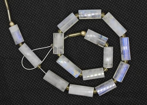 Natürliche facettierte weiße Regenbogen-Edelsteinperlen in Röhrenform, 6 x 11 mm bis 6 x 14 mm, Qualität für die Schmuckherstellung, 15 Stück Natürliche facettierte weiße Regenbogen-Edelsteinperlen in Röhrenform, 6 x 11 mm bis 6 x 14 mm, Qualität für die Schmuckherstellung, 15 Stück von TAYYIB GEMS