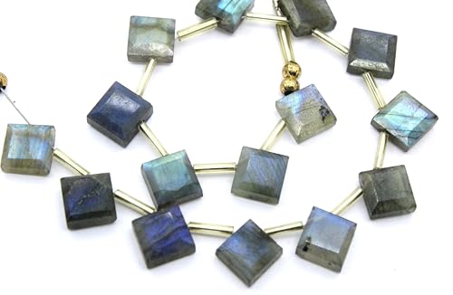 Natürliche flache facettierte Labradorit-Kissen/quadratische Edelsteinperlen, ca. 8 x 8 mm, ideal für Schmuckherstellung, 15 Stück Natürliche flache facettierte Labradorit-Kissen/quadratische Edelsteinperlen, ca. 8 x 8 mm, ideal für Schmuckherstellung, 15 Stück von TAYYIB GEMS