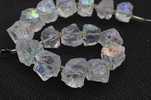 Natürlicher 16 Stück beschichteter Kristall, roh, ca. 11 mm, Edelsteinstrang für Schmuckherstellung von TAYYIB GEMS