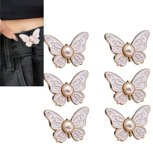 1/6 Stück Schmetterlings-Hosen-Taillenstraffer, verstellbare Schnalle, abnehmbare Metall-Schmetterlings-Jeansknöpfe, dekorative Schnallen für lose Jeans 1/6 Stück Schmetterlings-Hosen-Taillenstraffer, verstellbare Schnalle, abnehmbare Metall-Schmetterlings-Jeansknöpfe, dekorative Schnallen für lose Jeans von TAZIZI