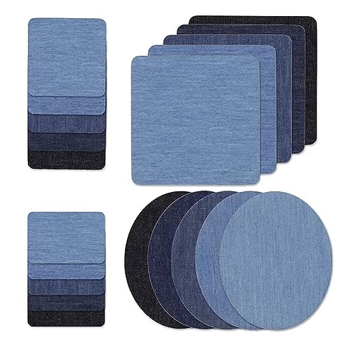 Trendiges Bügelflicken Set Hosenflicken in Blau Baumwolle für Jeans Jacken und Taschen einfach anzubringen von TAZIZI